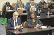 Kip Hallman (left) Superintendent Chantell Jewell (right). Screenshot from committee livestream.